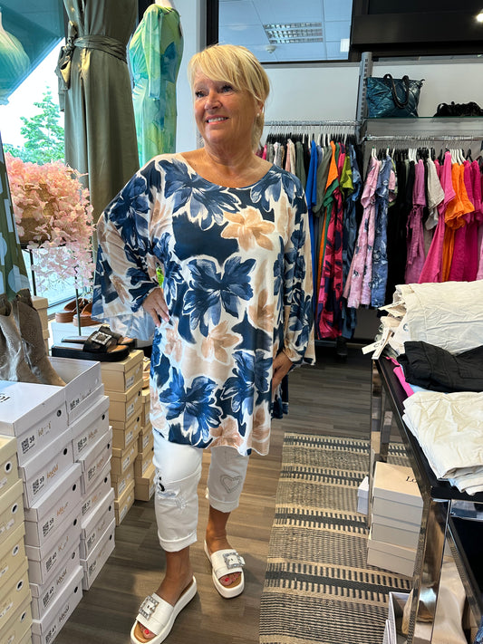 Liukaspintainen tunika sininen