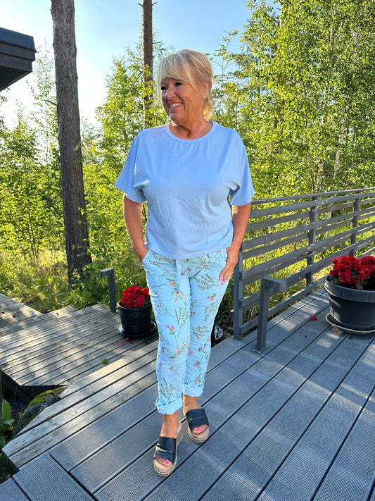 Kukkahousut Harriet sininen