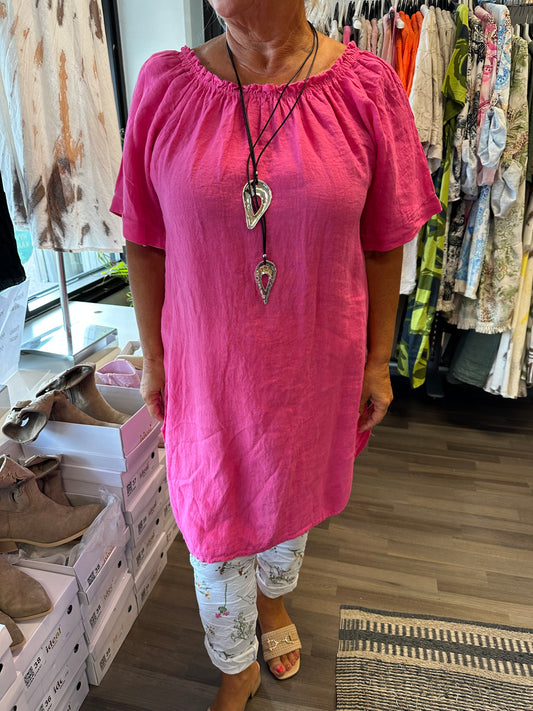 Pellavatunika fuksia