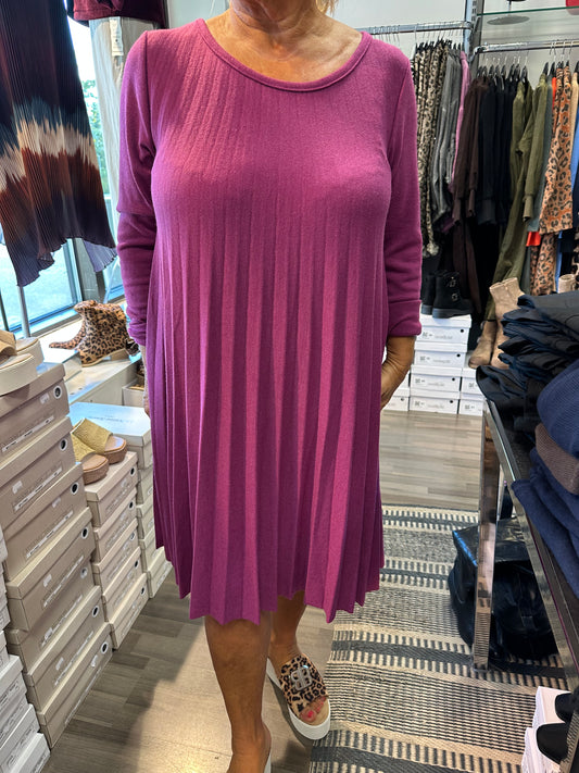 Pliseerattu neulemekko/tunika mauve