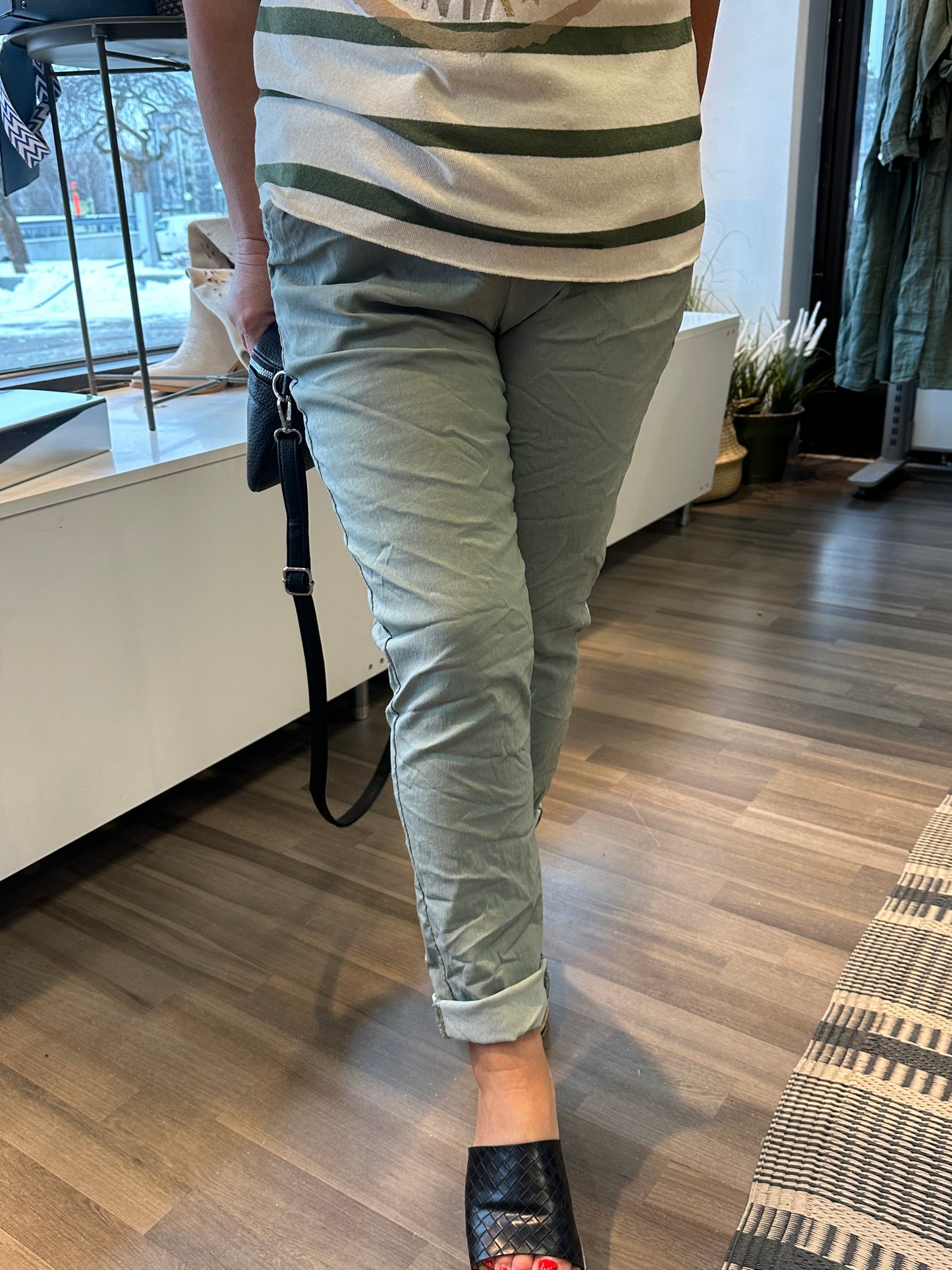 Stretch housu khaki