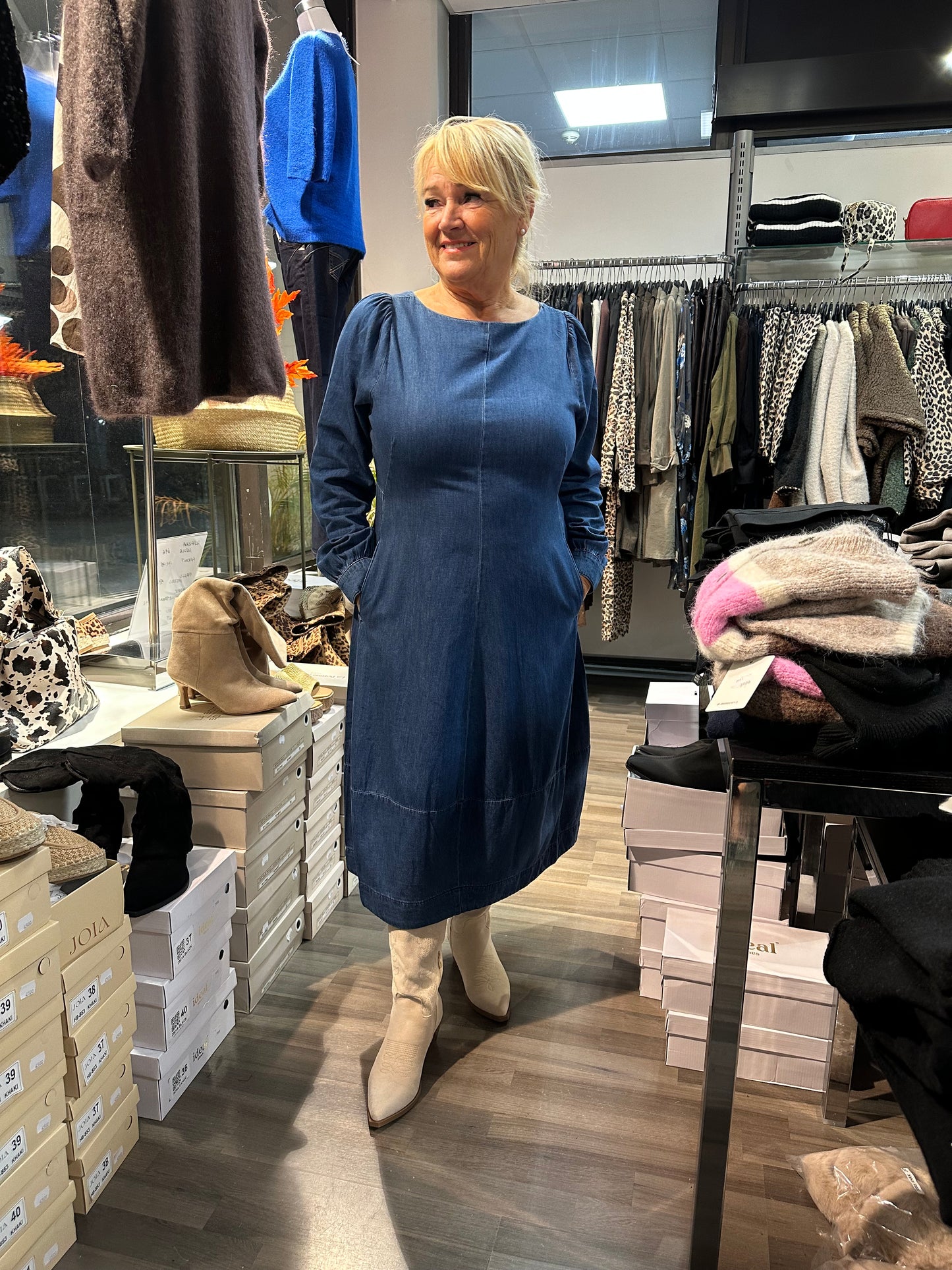 Midimittainen farkkumekko dark wash