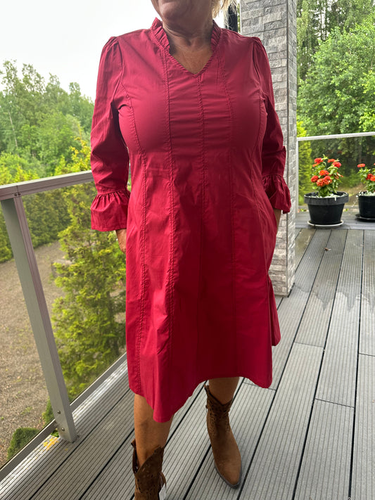 A-linjainen puuvillapopliini mekko Rio Red