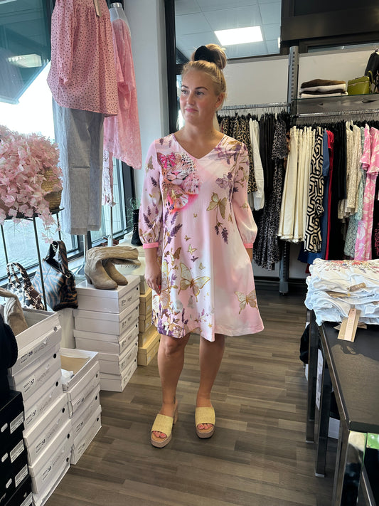 A-linjainen mekko (roosa ja sininen)