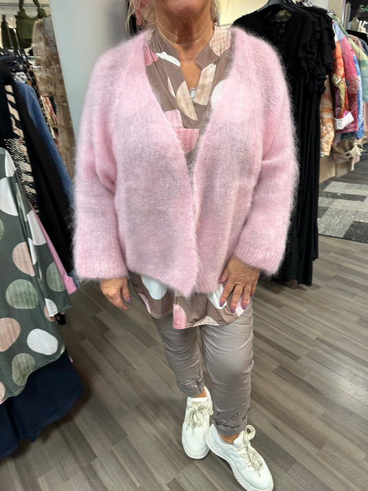 Mohair neuletakki roosa