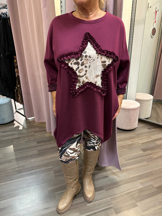 Plussize college tunika Star luumu