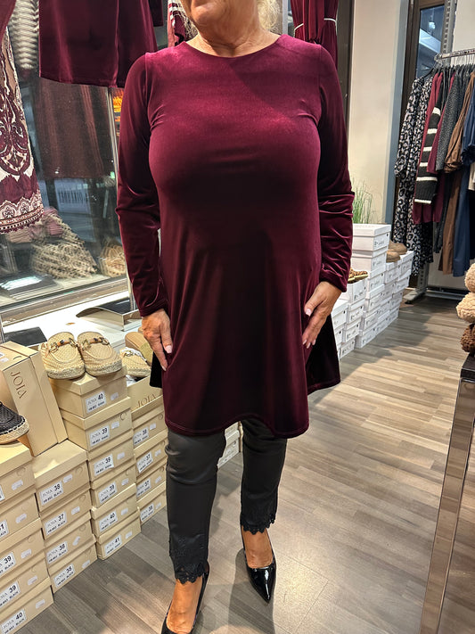 Samettiveluuri tunika viininpunainen