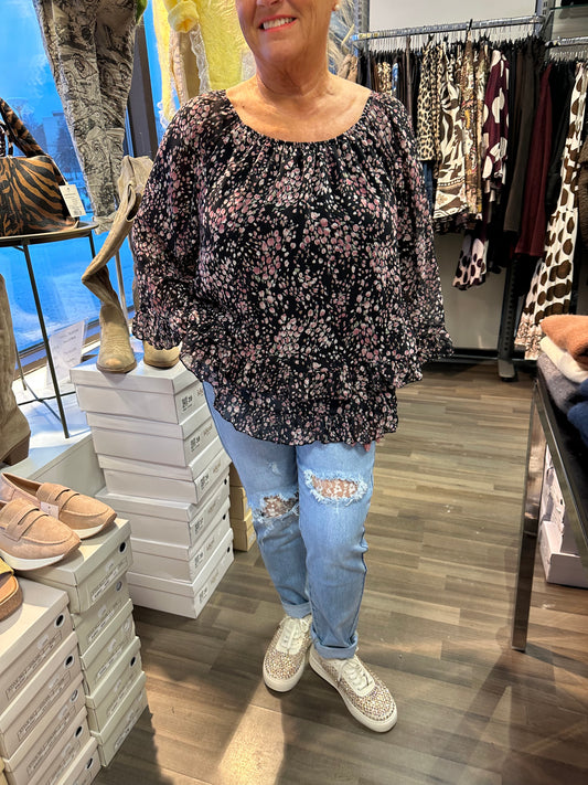 Kukallinen sifonkipusero musta