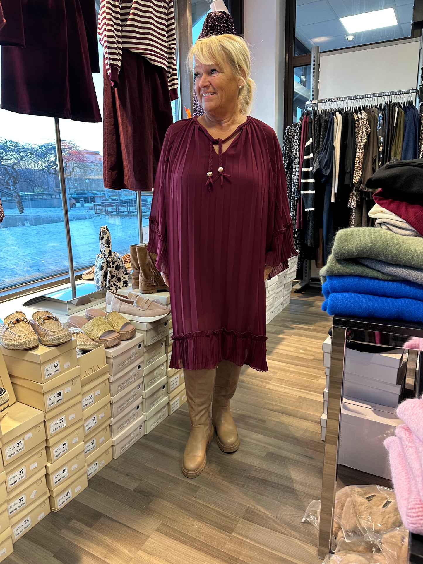 Plussize sifonkitunika/mekko viininpunainen