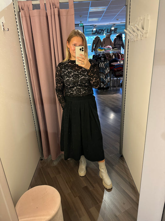 Yksivärinen samettihame musta