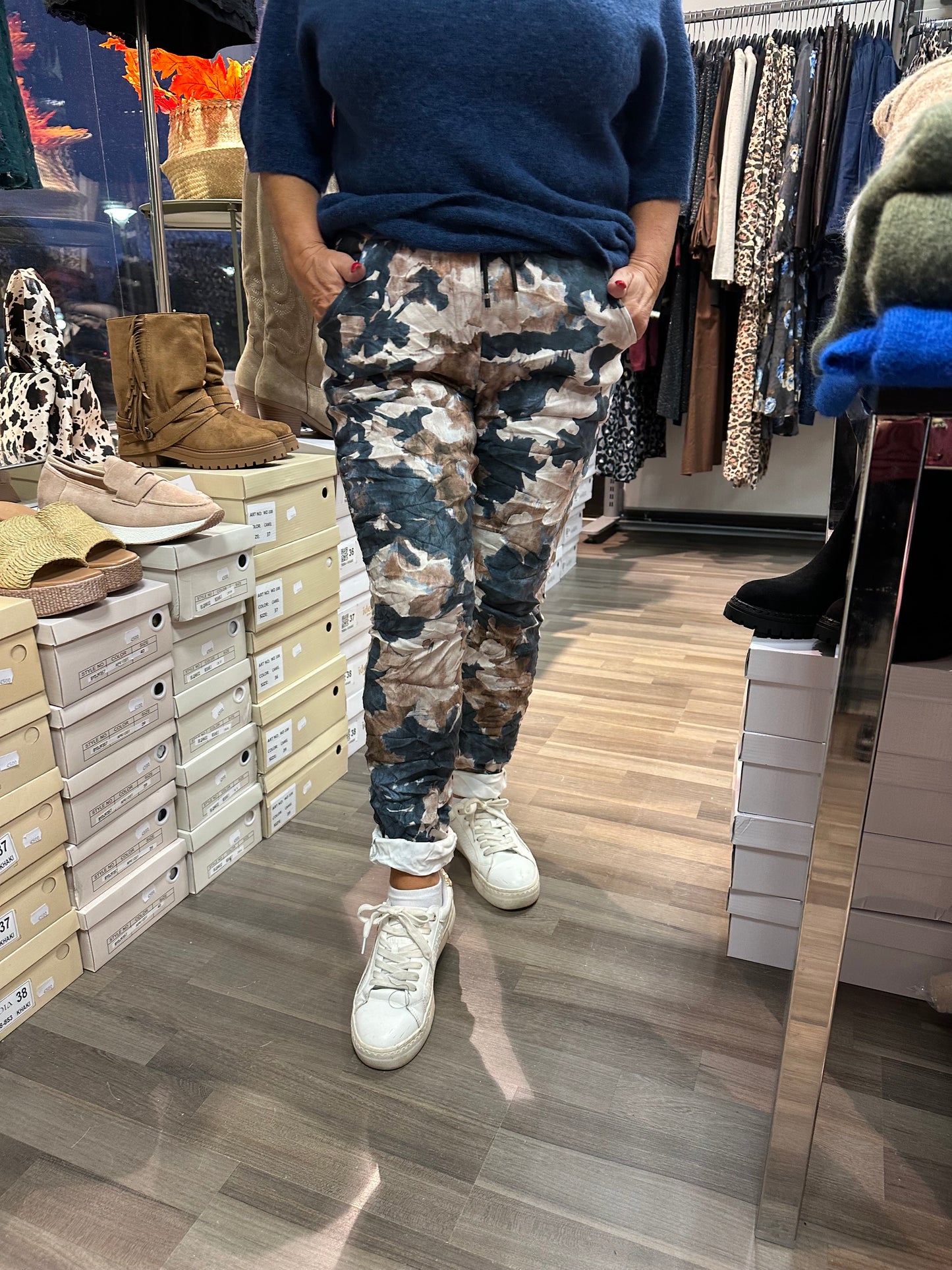 Kuviolliset säämiskähousut sininen