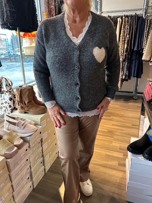 Neuletakki Heart tummanharmaa