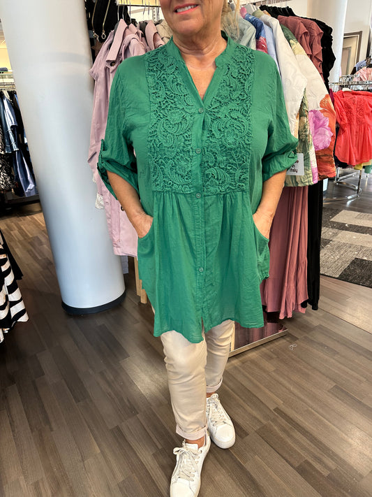 Puuvillatunika tumma vihreä