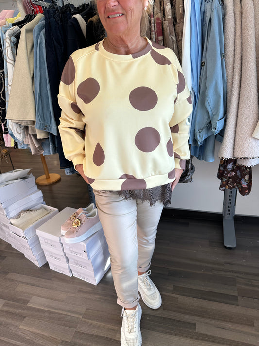 Collegepusero pallokuosinen keltainen