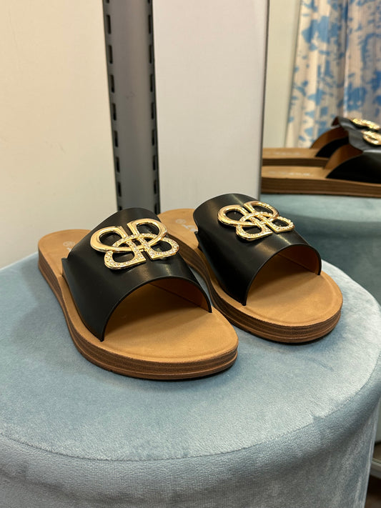 Keinonahkaiset sandaalit musta