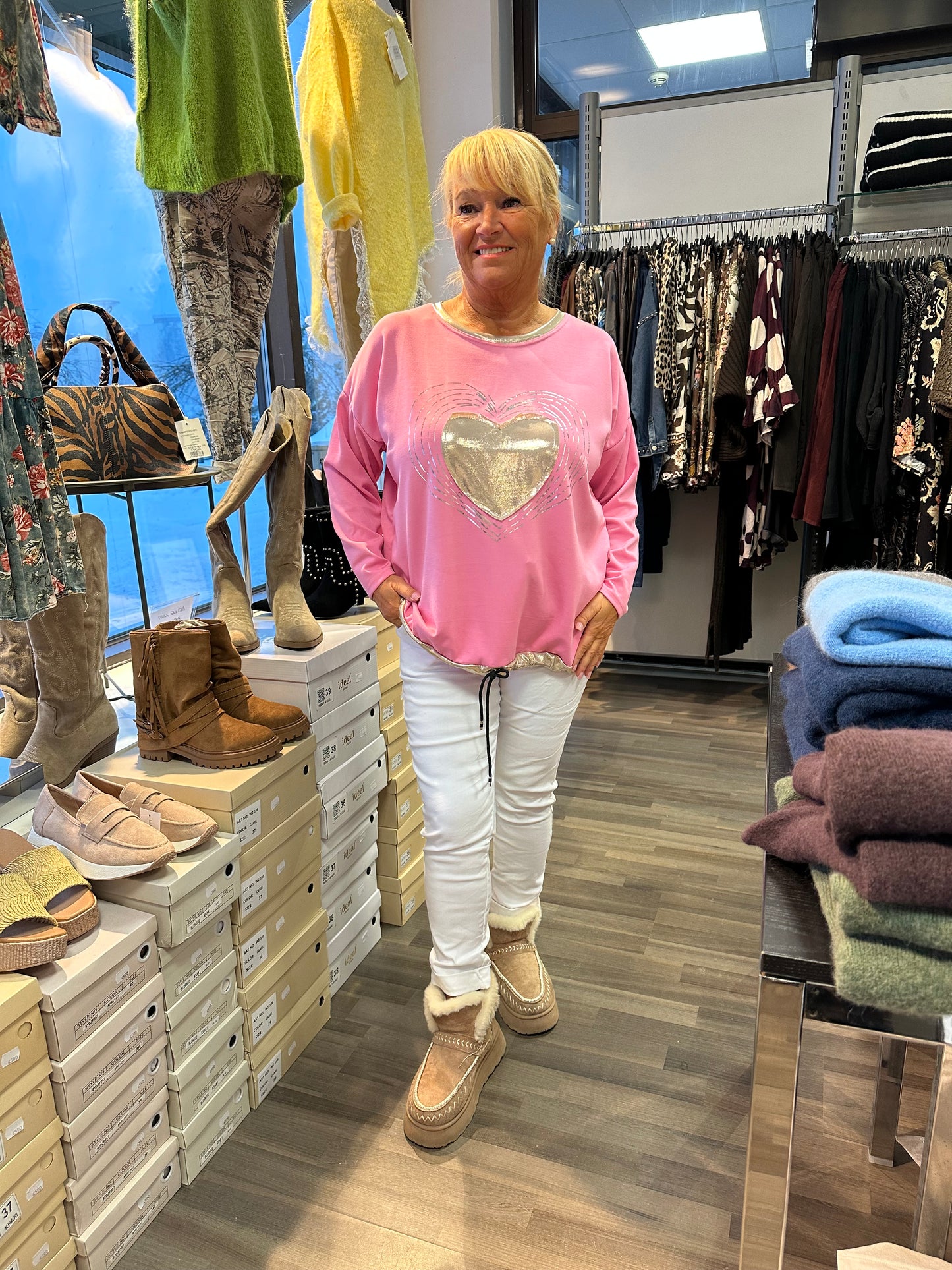 College-pusero Metallic Heart pinkki