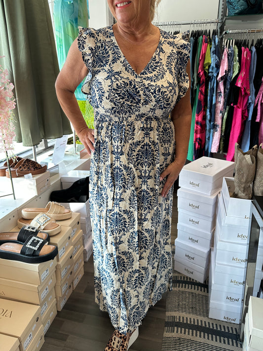 Frillaolkaiminen mekko sininen