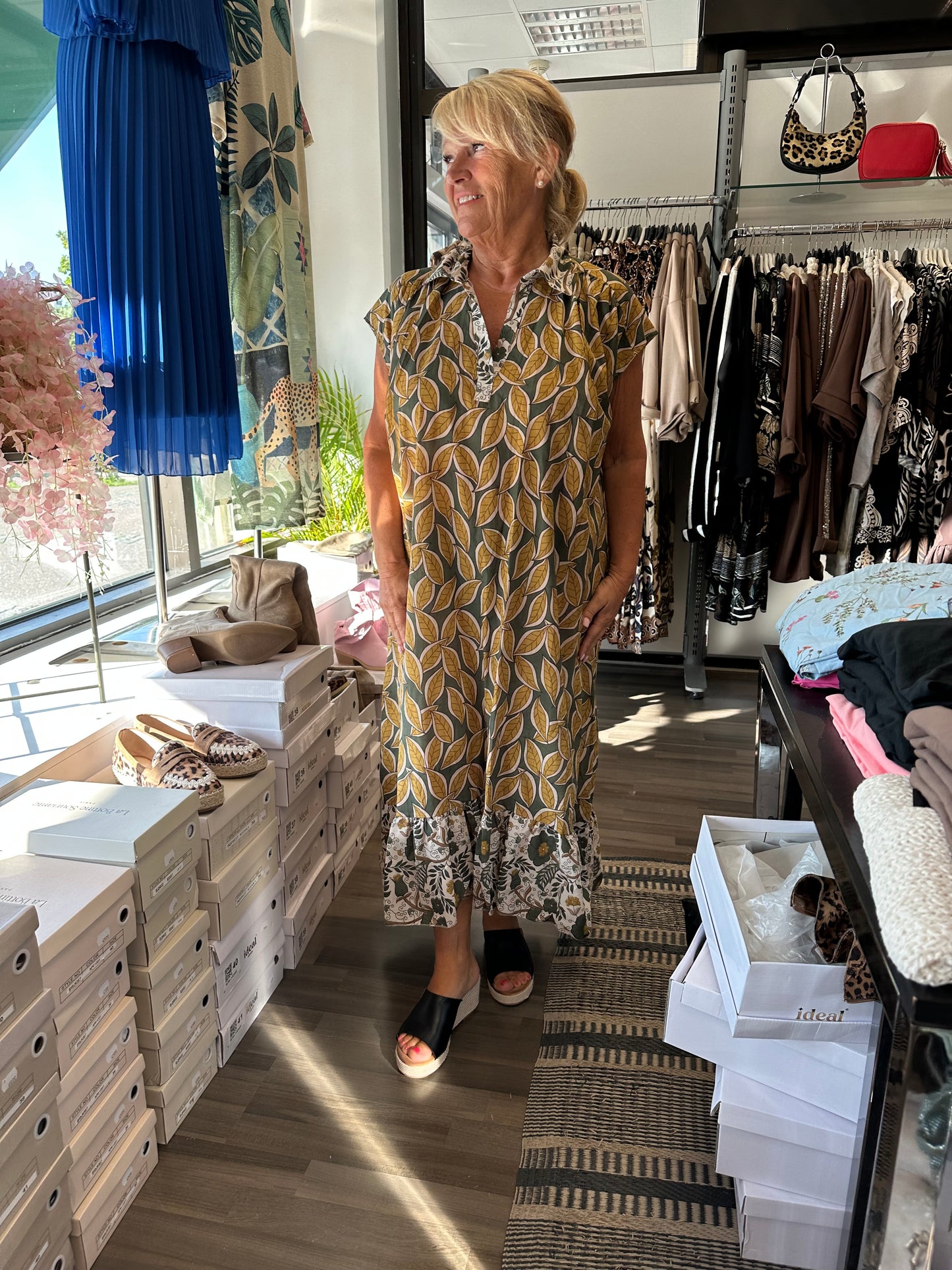 Plussize puuvillamekko vihreä