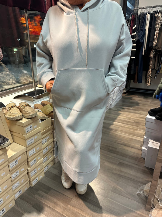 Pitkä hupparimekko harmaa