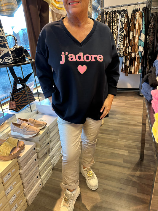 Plussize college v-pääntiellä Jadore tummansininen