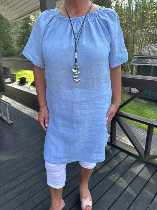 Pellavatunika vaaleansininen