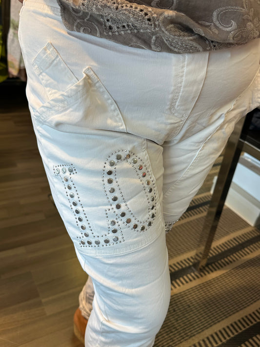 Puuvillahousut Love valkoinen