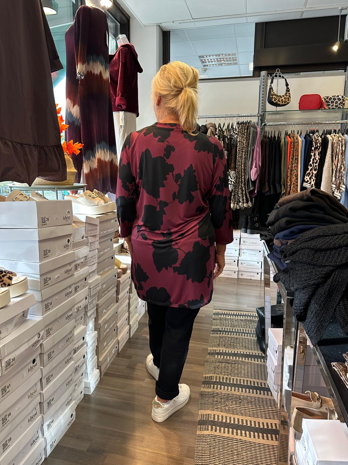 Joustava tunika viininpunainen/musta