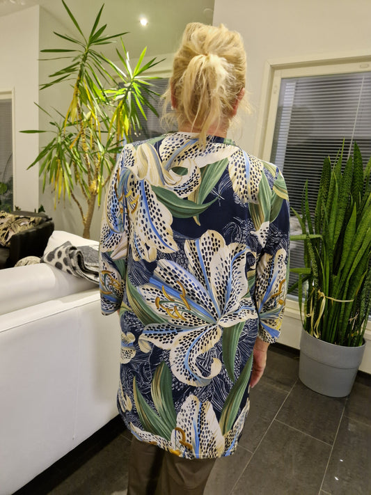 Liukaspintainen tunika vihreä/sininen