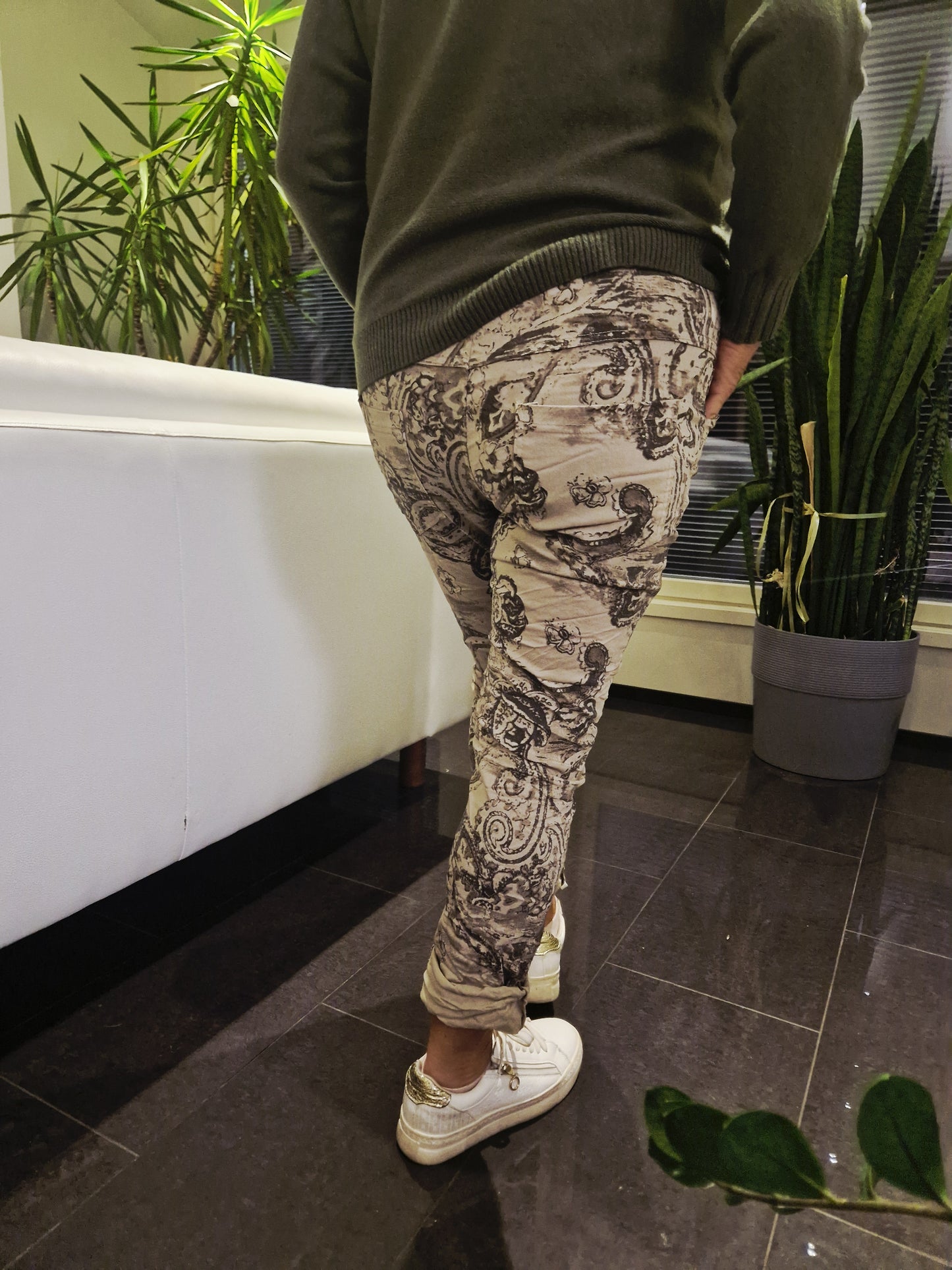 Strech housut beige/kuvio