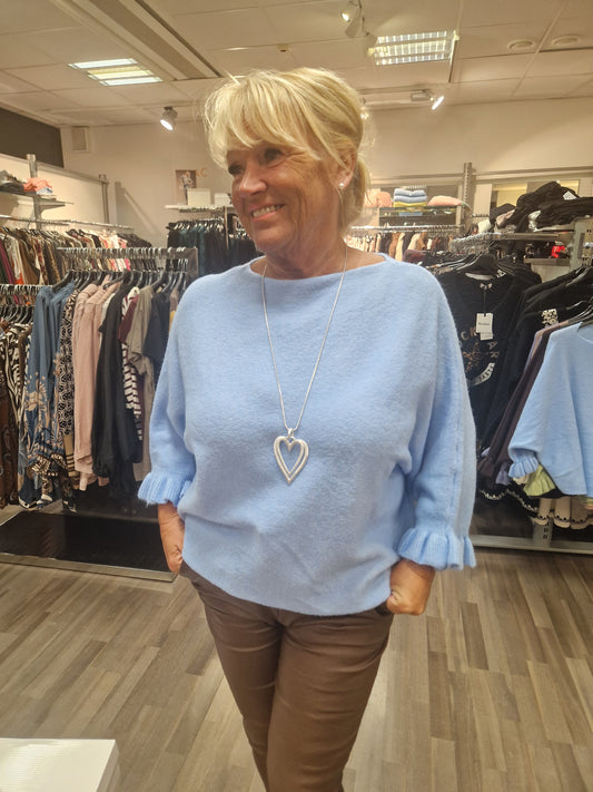 Neule frillahihoilla sky blue