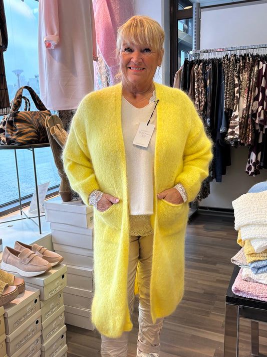 Mohair neuletakki keltainen