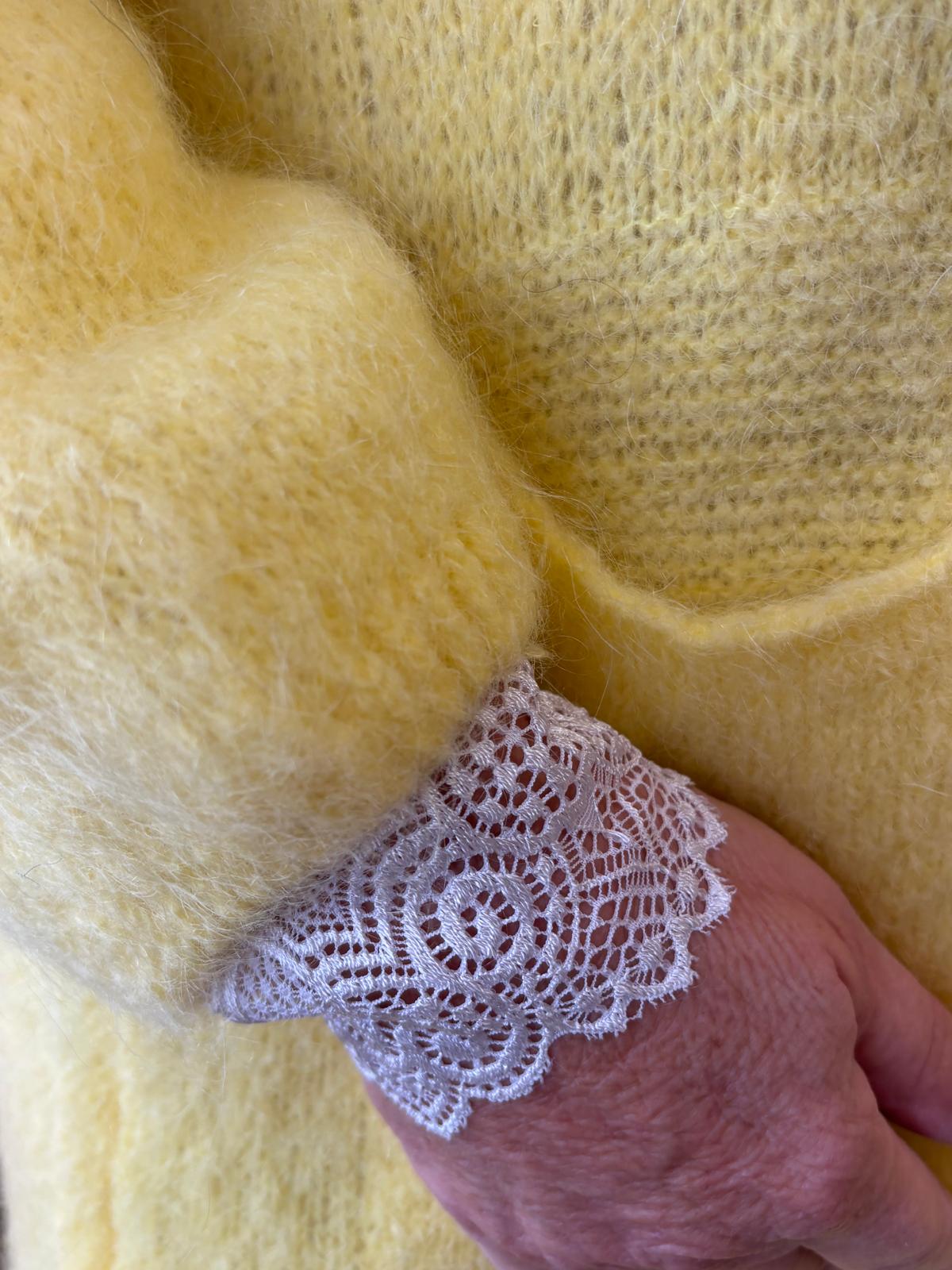 Mohair neuletakki keltainen