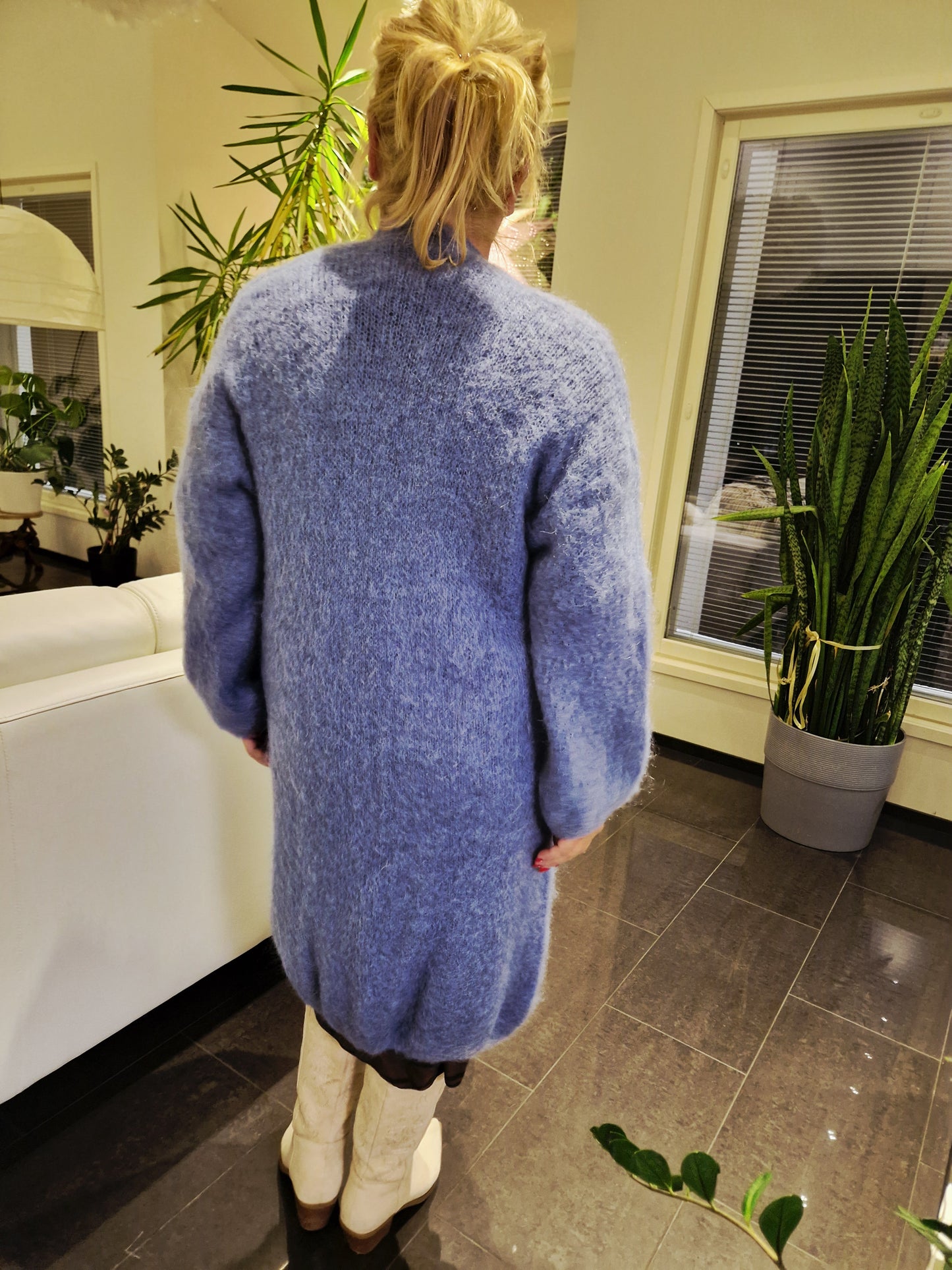 Mohair neuletakki sininen