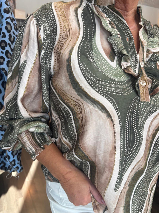 Viskoosipusero vihreä sävyinen