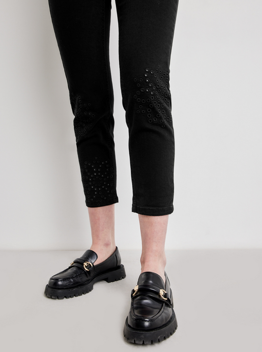 Farkut brodeerattu koriste musta