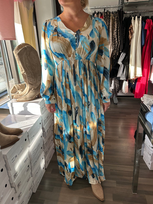 Maksimekko pliseeratulla helmalla sininen