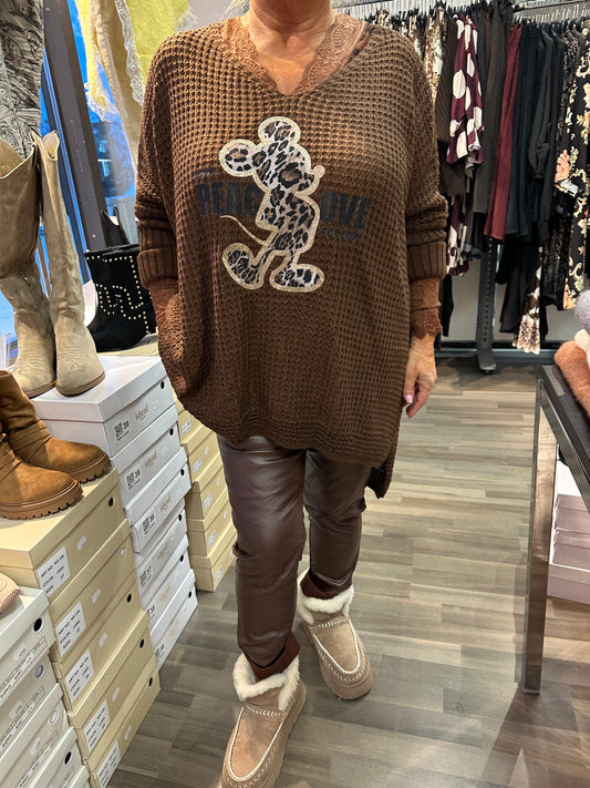 Mikki oversize-neule ruskea