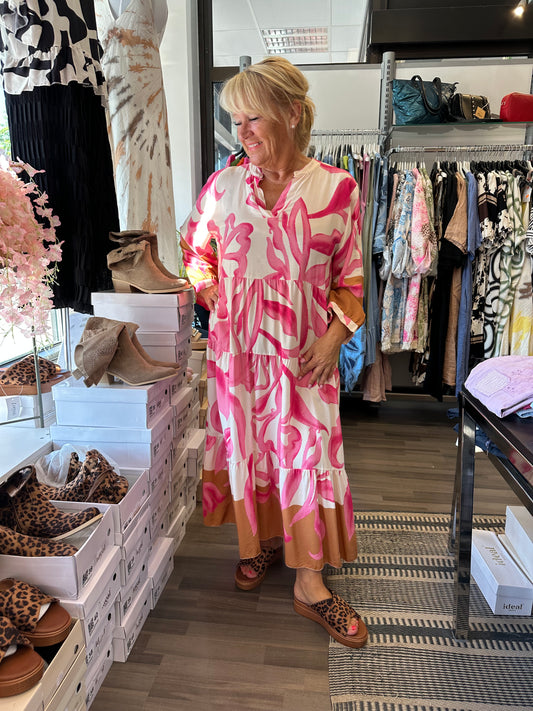 Kuviollinen viskoosimekko pinkki