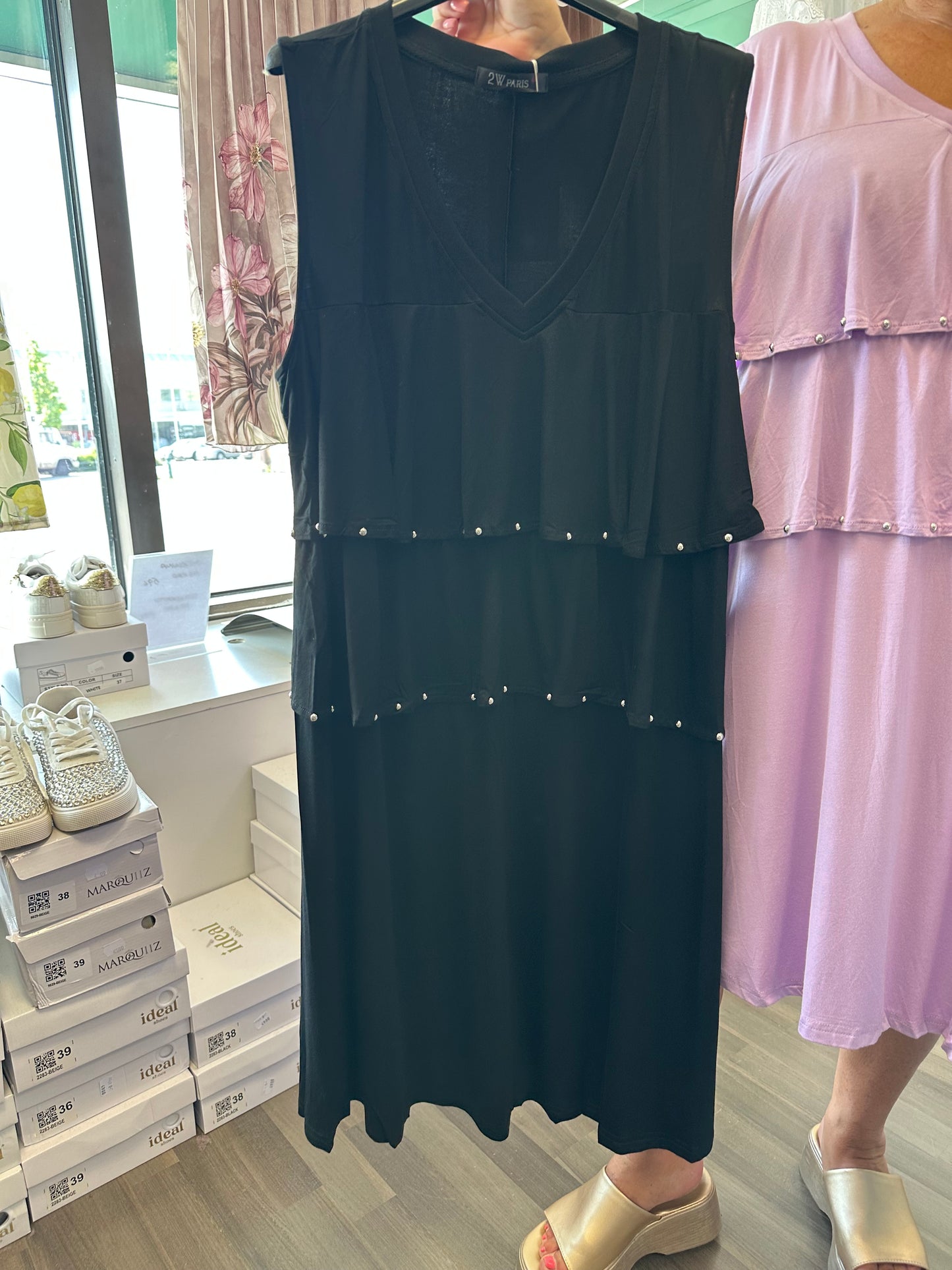 Plussize trikoinen mekko kerros-yksityiskohdalla (3 väriä)