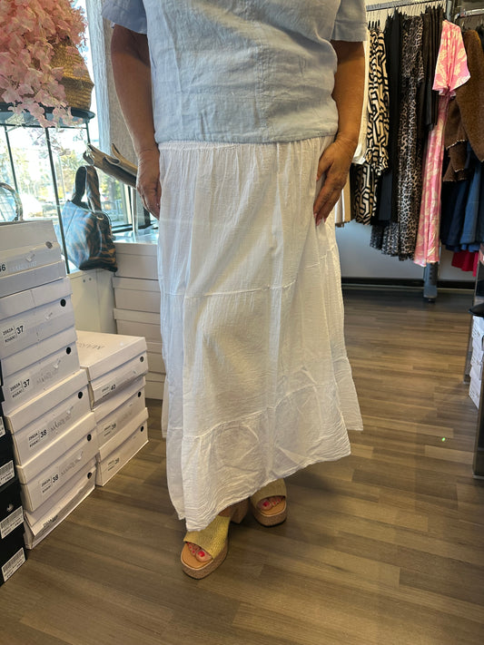 Frillahelmainen puuvillahame White