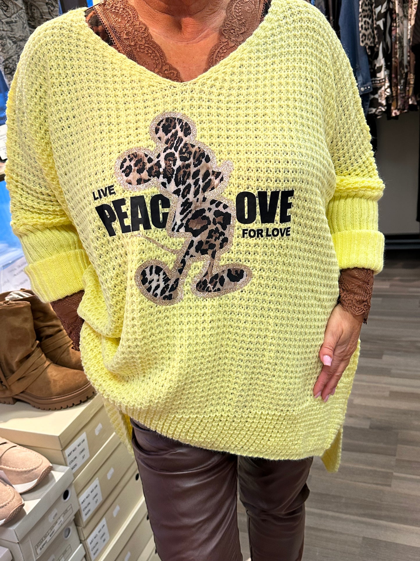 Mikki oversize-neule keltainen