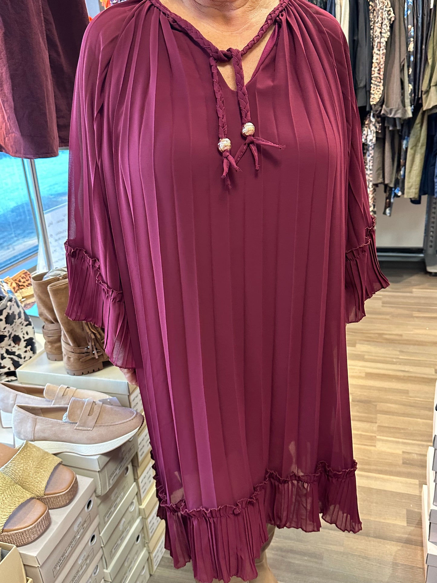 Plussize sifonkitunika/mekko viininpunainen