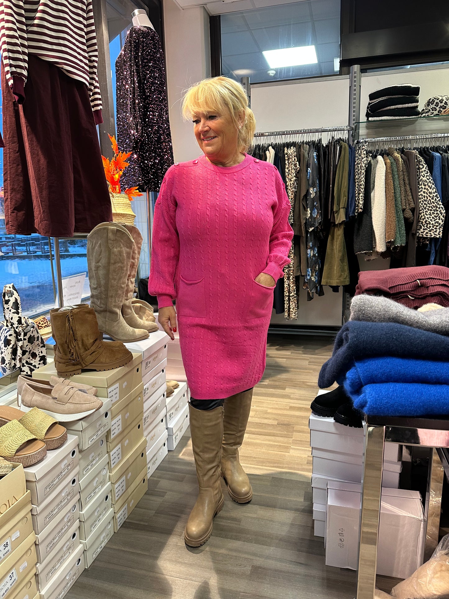 Neuletunika/mekko pinkki