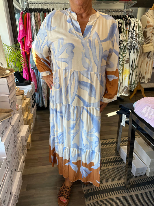 Kuviollinen viskoosimekko vaaleansininen