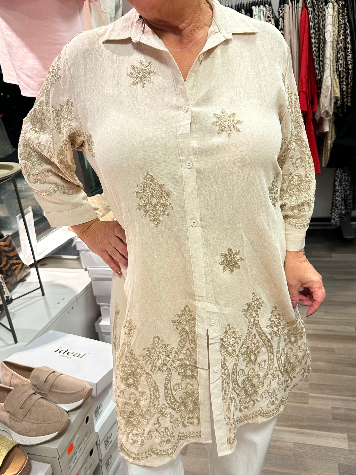 Plussize kirjailtu puuvillatunika (3 väriä)