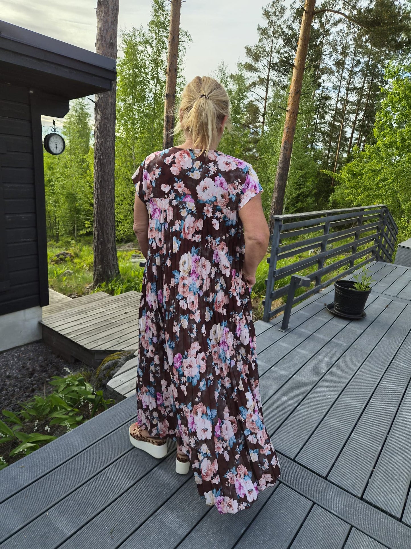 Kuviollinen pliseerattu mekko (5 väriä)