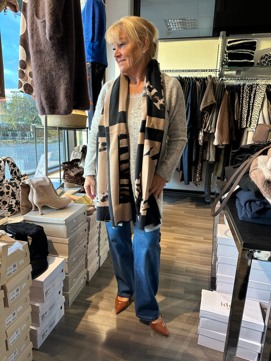 Kaulahuivi musta/kameli/leo