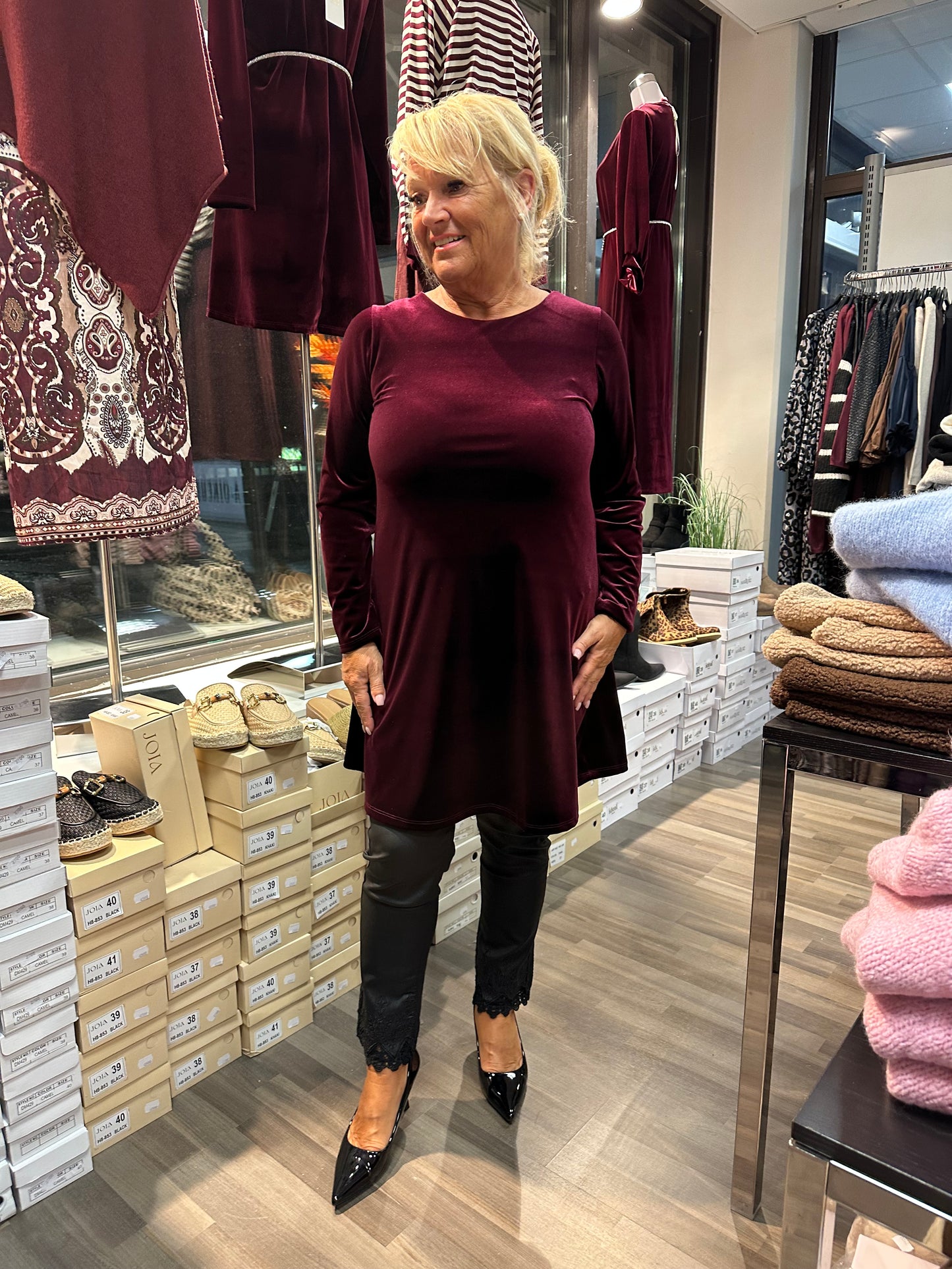 Samettiveluuri tunika viininpunainen