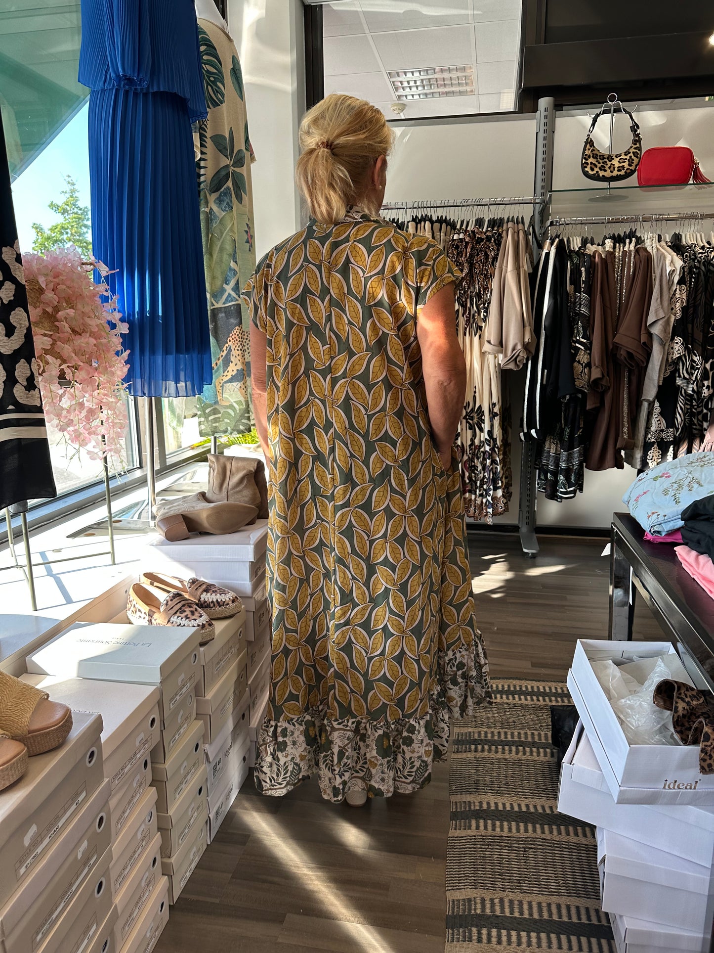 Plussize puuvillamekko vihreä