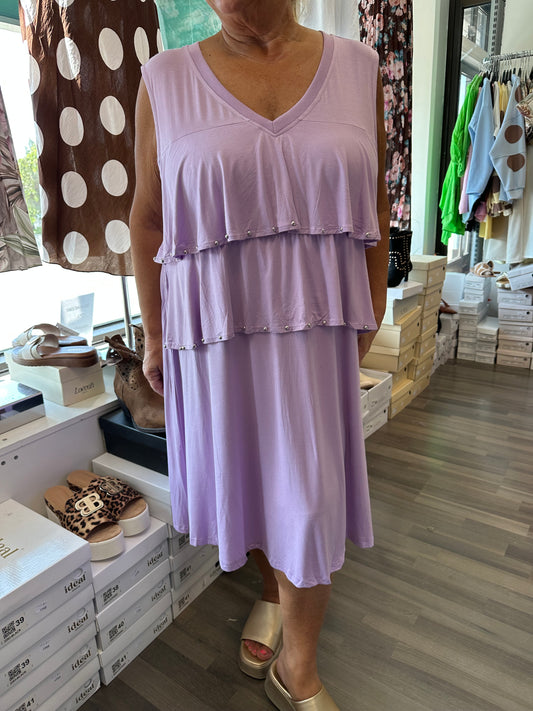 Plussize trikoinen mekko kerros-yksityiskohdalla (3 väriä)